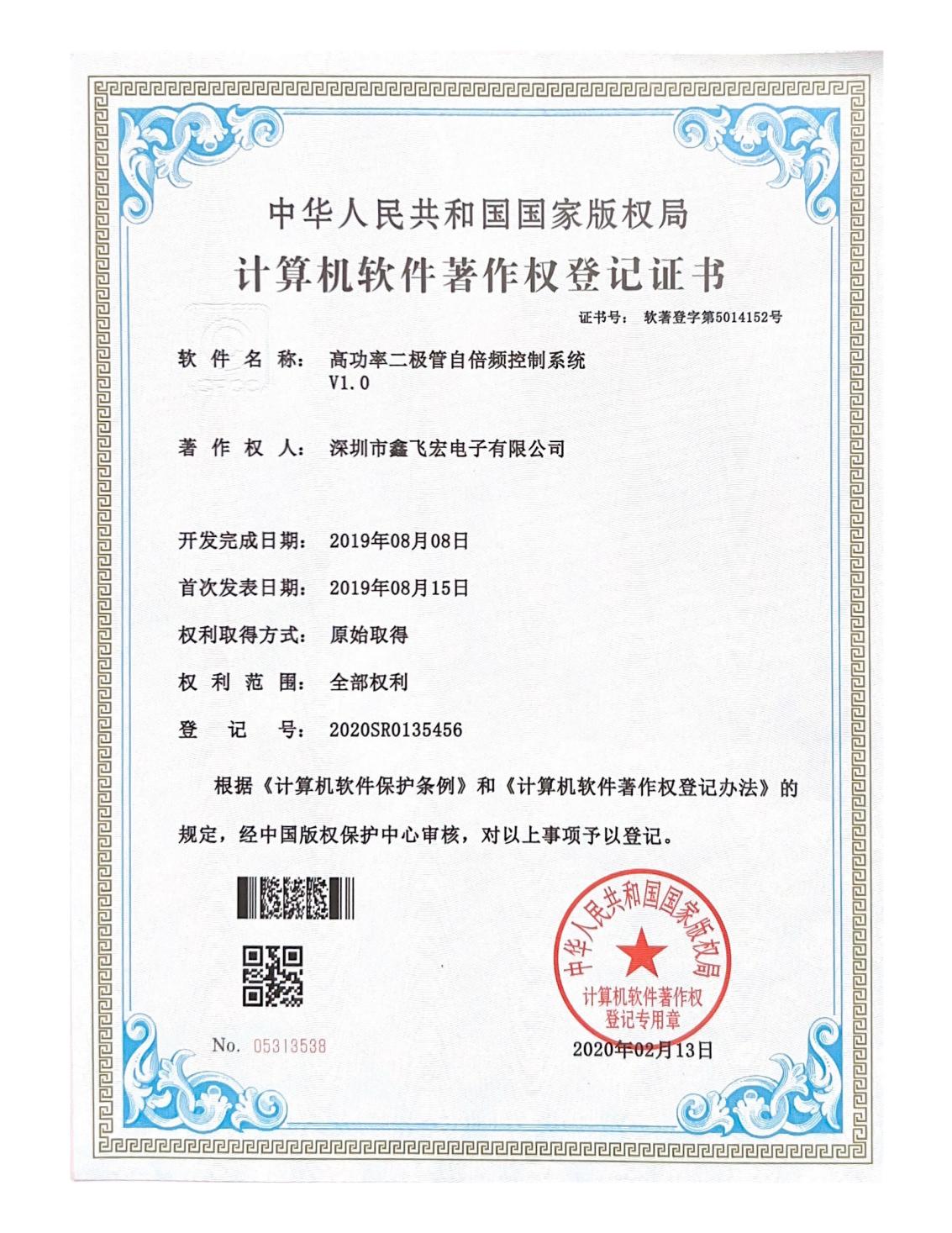 Computer Software Potato Production Right Registration Certificate
